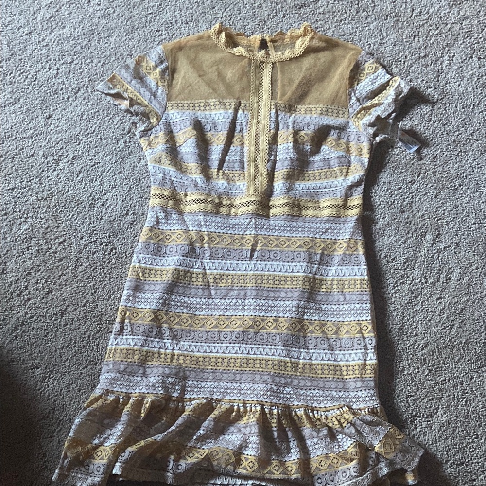 Anthropologie Yellow and White Dress